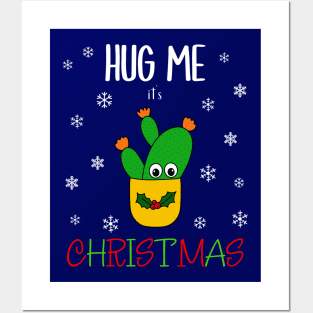 Hug Me It's Christmas - Opuntia Microdasys Cactus In Christmas Holly Pot Posters and Art